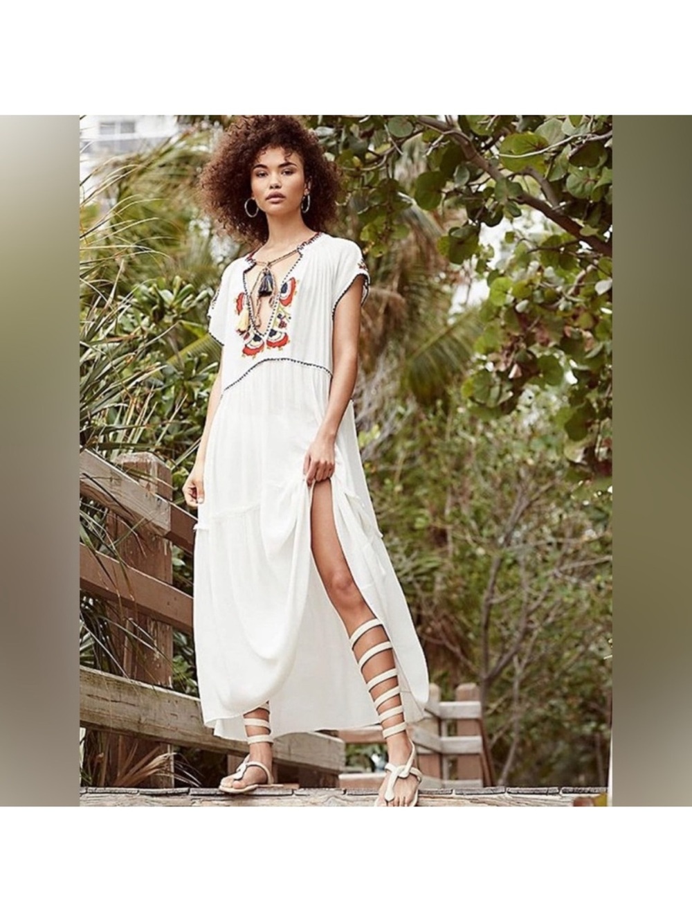 Free People Daisy Fields Embroidered Maxi Dress XS